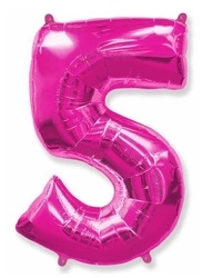 Foil Balloon Number "5" Flexmetal, Raspberry (100cm.)