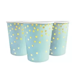 Papírové kelímky Blue Gold Dots (10 kusů).)