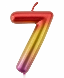 Birthday candle in the shape of the number 7 - pink and gold elegant