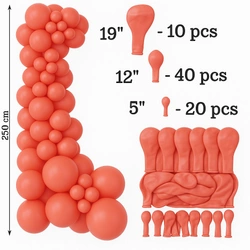 Set of Red Coral Color Decorative Balloons 70 pieces