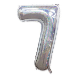 Fóliový balónek s číslem "7" Silver Holo (100cm).)