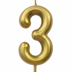 Birthday candle number "3" - champagne color