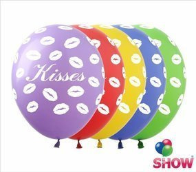 Gumové balónky s potiskem úst Kisses (10 ks).)