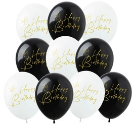 Happy Birthday printed rubber balloons (10 pcs.)