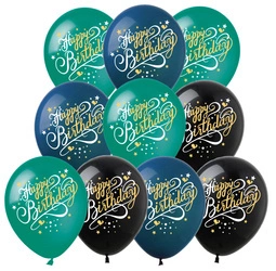 Happy Birthday printed rubber balloons (10 pcs.)