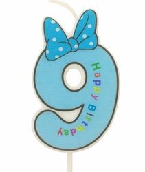 Children's candle number "9" blue