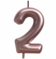 Świeczka urodzinowa cyfra "2" – różowe złoto