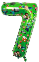 Balon foliowy cyfra 7 – motyw Minecraft, 100 cm