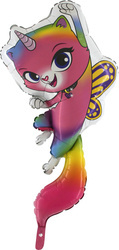 Fóliový balónek kočka-jednorožec Rainbow, Grabo
