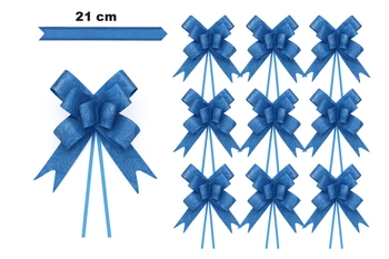 Decorative navy blue bow with embossed pattern - 21 cm (set of 10 pcs.)