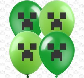 Balony gumowe z nadrukiem Minecraft Piksele (10 szt.)