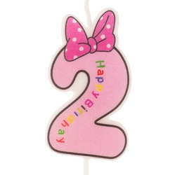 Baby candle number "2" pink