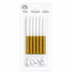 Golden birthday candles with glitter - 6 pieces