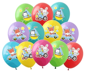 Balony gumowe z nadrukiem Zwierzęta (12 szt.)