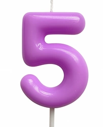 Świeczka Cyferka "5" – Fioletowa