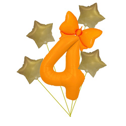 Fóliový balónek číslo "4" oranžový neonový (100 cm).)