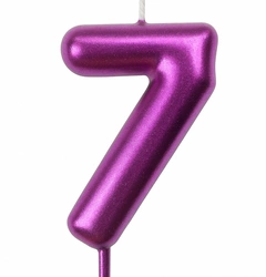 Birthday candle number "7" - raspberry metallic