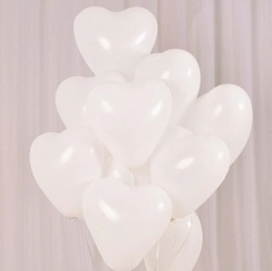 Set of 10 White 12 Inch Heart Shaped Balloons