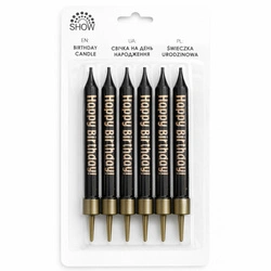 Birthday candles black Happy Birthday - set of 6 pcs.