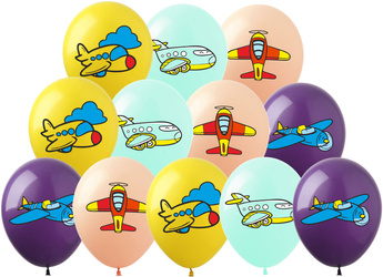 Printed rubber balloons Planes (12 pcs.)