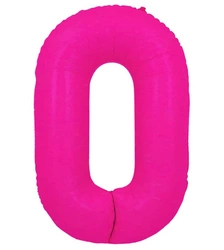Balon Foliowy Cyferka "0" Różowy Neon (100cm.)