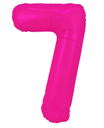 Fóliový balónek číslo "7" růžový neonový (100 cm).)