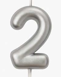 Silver birthday candle number "2" - elegance for any occasion