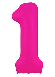 Fóliový balónek číslo "1" růžový neonový (100 cm).)