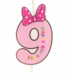 Children's candle number "9" pink