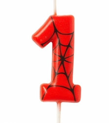 Spider-Man "1" birthday candle - red and black
