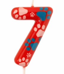 Christmas candle red with paws (Psi Patrol) - number"7"
