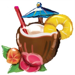 Foil Balloon "Hawaiian Cocktail" - Tropical Decoration 71×82 cm