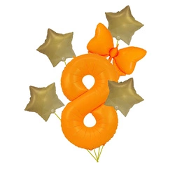 Balloon Set "Neon" 8 - Orange with Stars