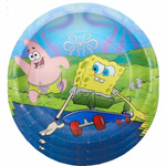 Papierowe talerzyki SpongeBob dekoracja na przyjęcie 10 szt.
