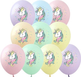 Unicorn printed rubber balloons (10 pcs.)