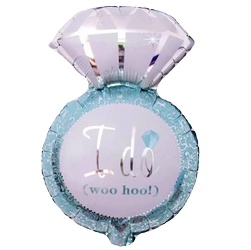 Foil Balloon Ring "I Do" Blue