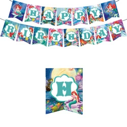 Happy Birthday Ariel Little Mermaid Paper Garland