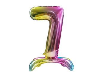 Fóliový balónek s číslem "7" Rainbow Standing (80 cm).)