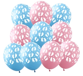 Baby Shower feet printed rubber balloons (10 pcs.)