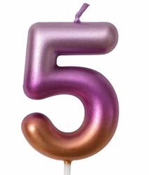 Birthday candle number "5" - rainbow metallic