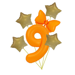 Фольгована повітряна кулька "9" оранжева неонова (100см).)