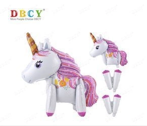 Foil Unicorn Standing White Balloon