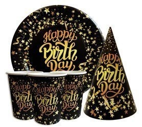 Set of HAPPY BIRTHDAY cups plates (10 pcs)