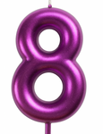 Narozeninová svíčka číslo "8" - malinová metalíza