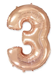 Balon Foliowy Cyferka "3" Flexmetal, Różowe Złoto (100cm.)