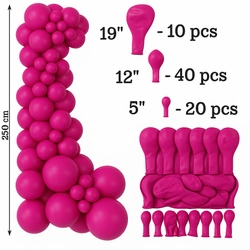 Set of Decorative Balloons Raspberry Color 70 pieces