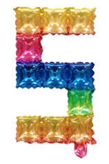 POP IT 5 Duhové fóliové číslo (40 cm)