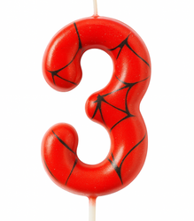 Narozeninová svíčka Spider-Man "3" - červená a černá