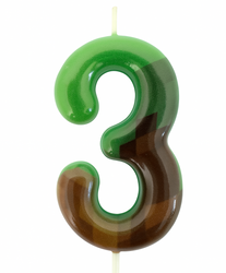 Minecraft green and brown pixel candle "3"