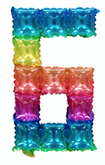 POP IT 6 Duhové fóliové číslo (40 cm)